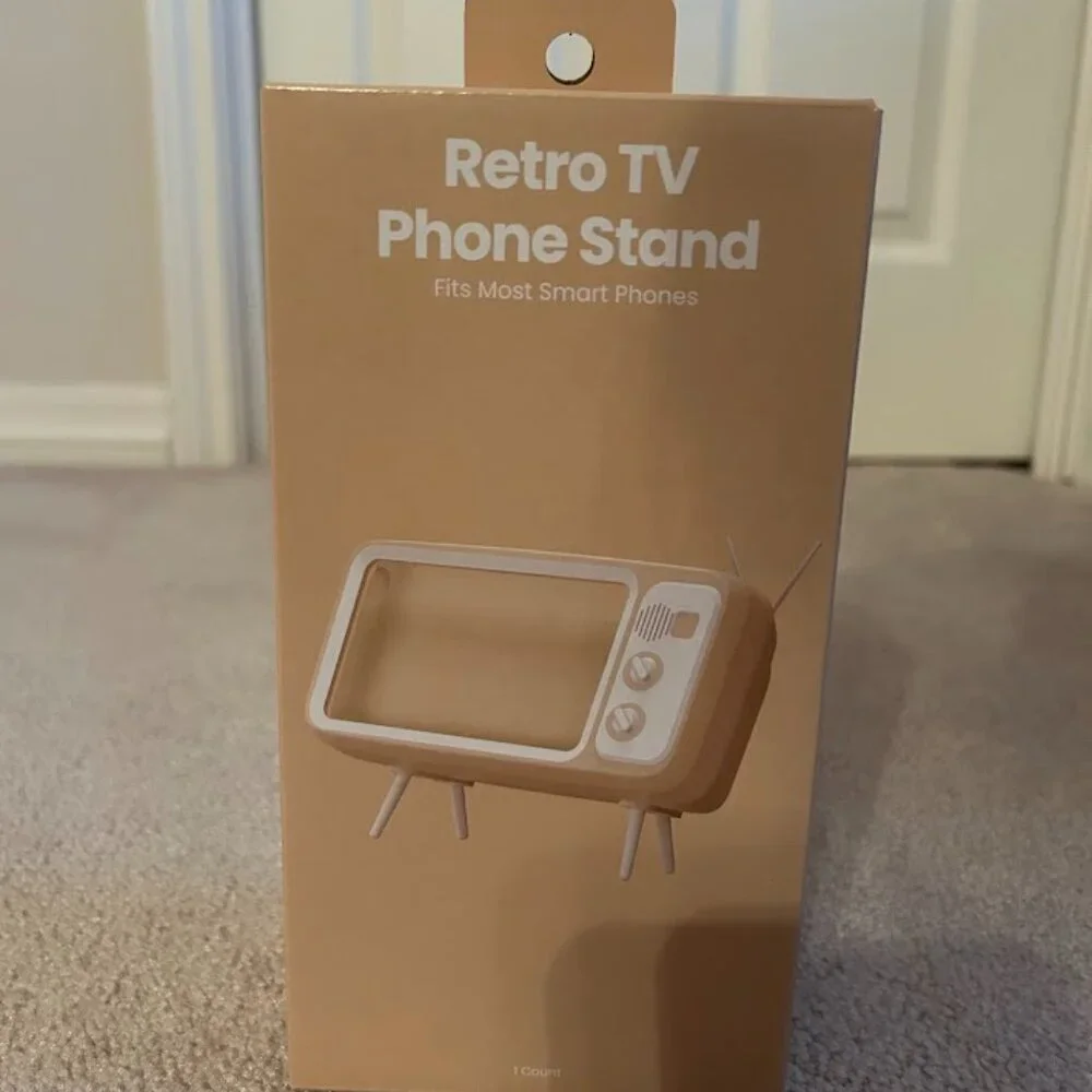 NEW Retro TV Smart Phone Stand - White Antennae & Legs - NIB Sealed Box - Picture 3 of 7
